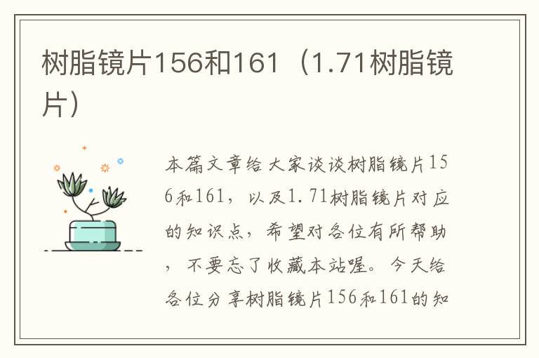 树脂镜片156和161（1.71树脂镜片）