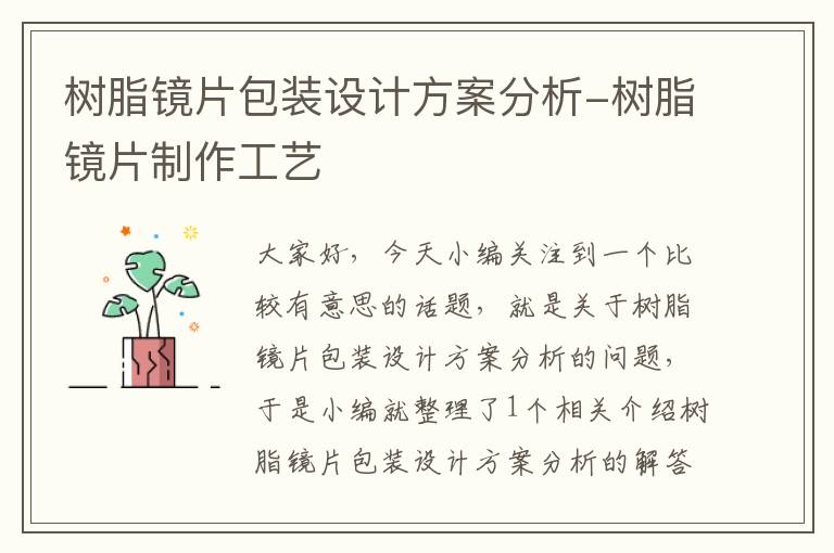 树脂镜片包装设计方案分析-树脂镜片制作工艺