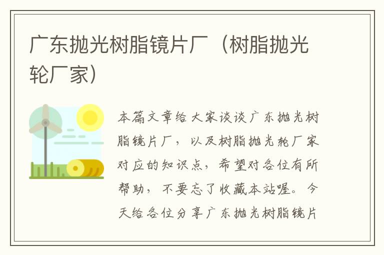 广东抛光树脂镜片厂（树脂抛光轮厂家）