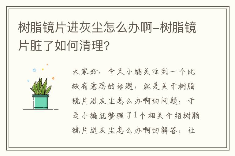 树脂镜片进灰尘怎么办啊-树脂镜片脏了如何清理?