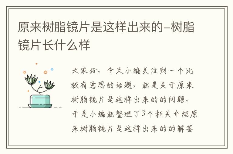 原来树脂镜片是这样出来的-树脂镜片长什么样