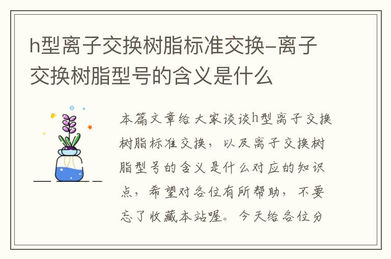 h型离子交换树脂标准交换-离子交换树脂型号的含义是什么