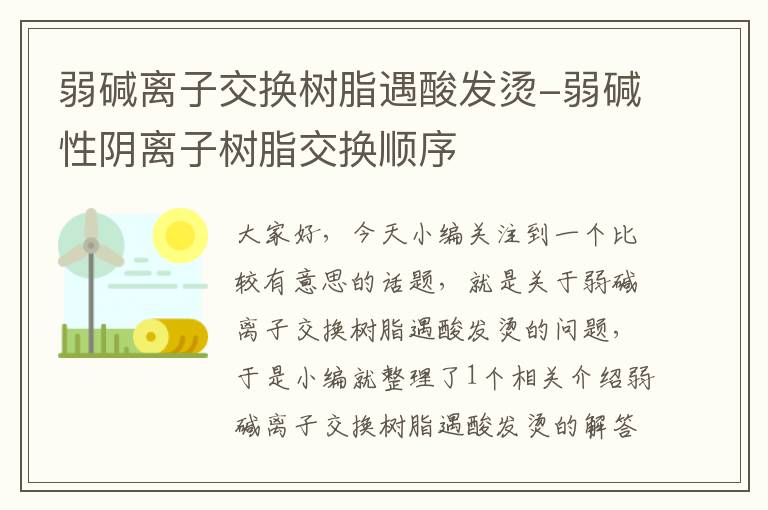 弱碱离子交换树脂遇酸发烫-弱碱性阴离子树脂交换顺序