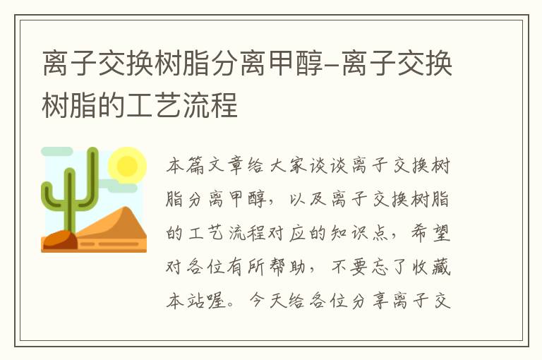 离子交换树脂分离甲醇-离子交换树脂的工艺流程