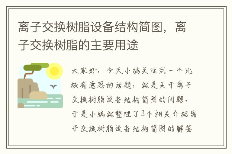 离子交换树脂设备结构简图，离子交换树脂的主要用途