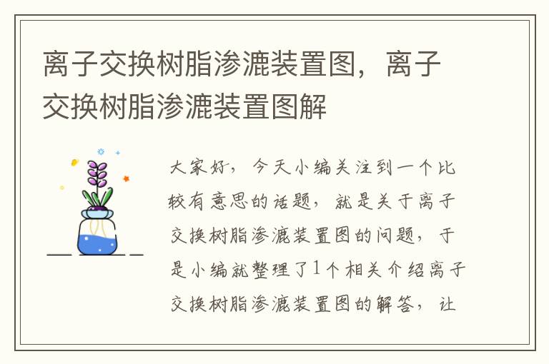 离子交换树脂渗漉装置图，离子交换树脂渗漉装置图解