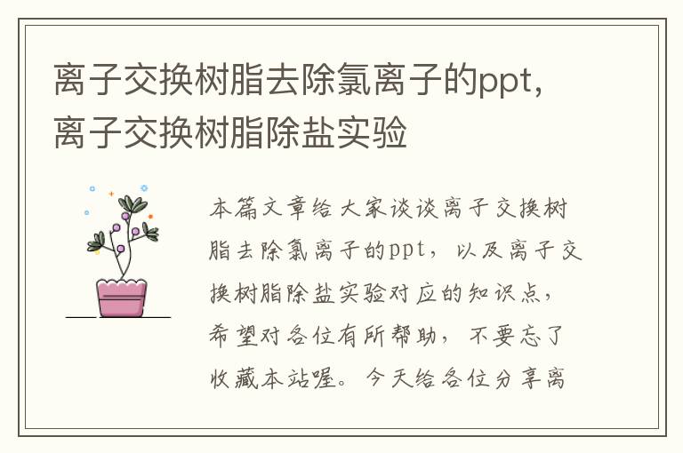 离子交换树脂去除氯离子的ppt，离子交换树脂除盐实验