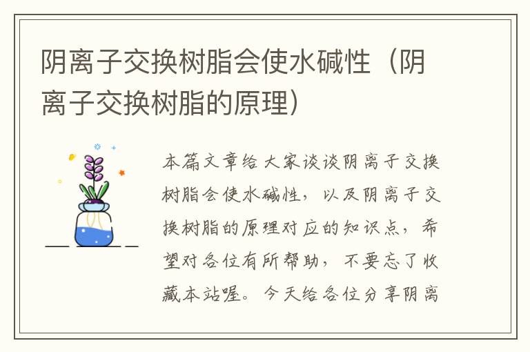 阴离子交换树脂会使水碱性（阴离子交换树脂的原理）