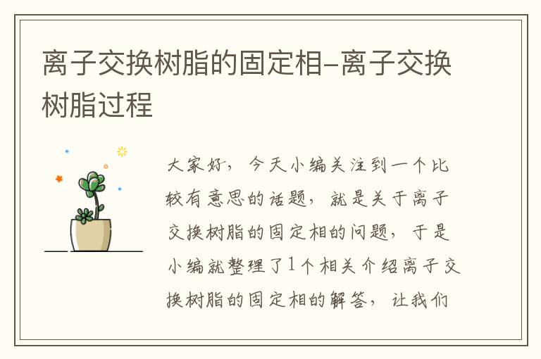 离子交换树脂的固定相-离子交换树脂过程