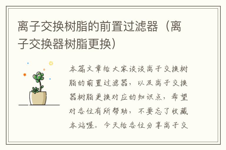 离子交换树脂的前置过滤器（离子交换器树脂更换）