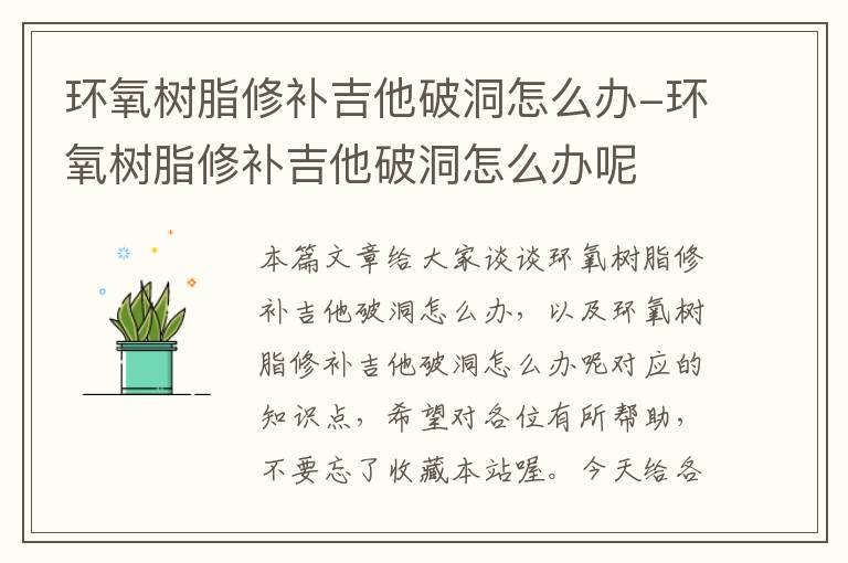 环氧树脂修补吉他破洞怎么办-环氧树脂修补吉他破洞怎么办呢