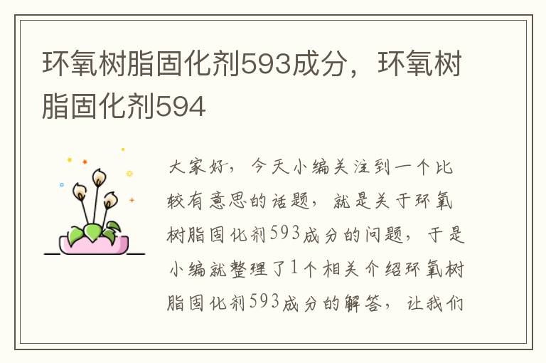 环氧树脂固化剂593成分，环氧树脂固化剂594