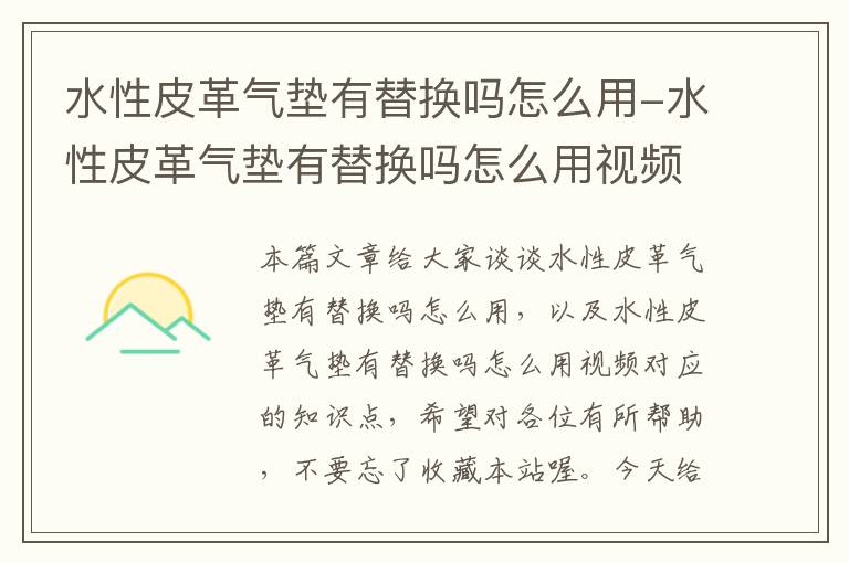 水性皮革气垫有替换吗怎么用-水性皮革气垫有替换吗怎么用视频