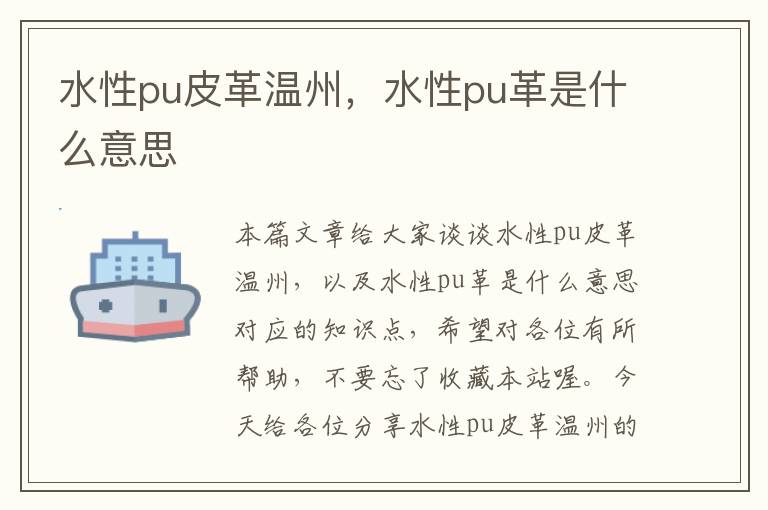 水性pu皮革温州，水性pu革是什么意思