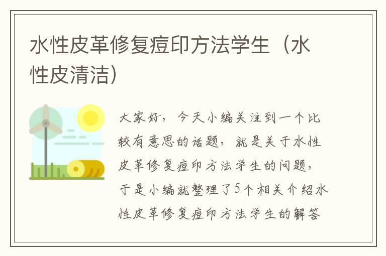 水性皮革修复痘印方法学生（水性皮清洁）