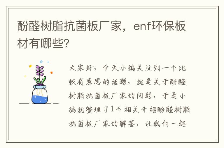 酚醛树脂抗菌板厂家，enf环保板材有哪些？