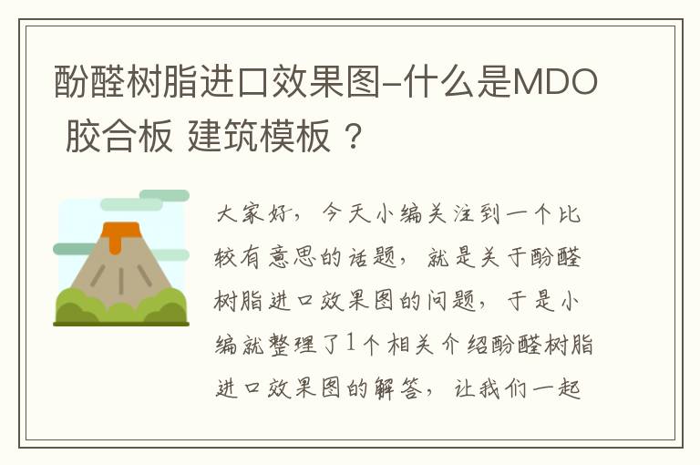 酚醛树脂进口效果图-什么是MDO 胶合板 建筑模板 ?